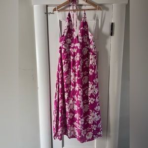 NWT Lulu’s Pink Floral Halter Backless Maxi dress